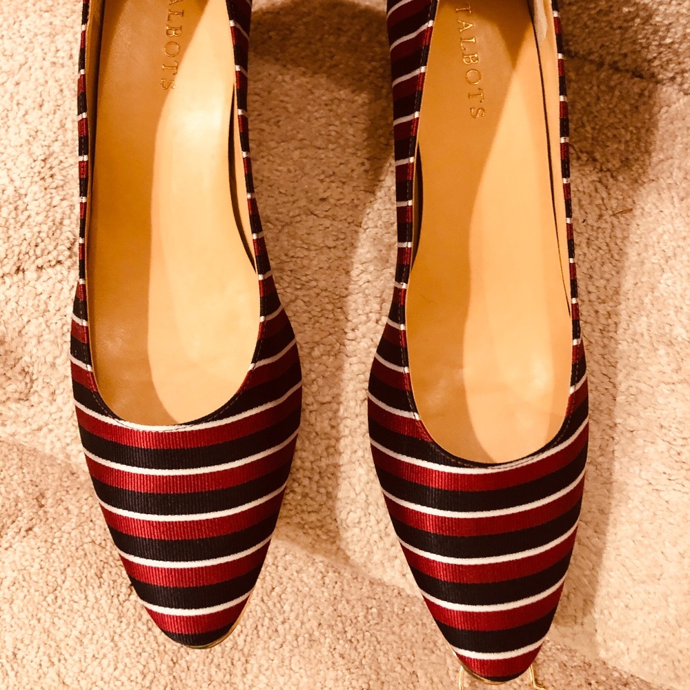 NWOT Talbots Striped Satin Shoes size 10.50